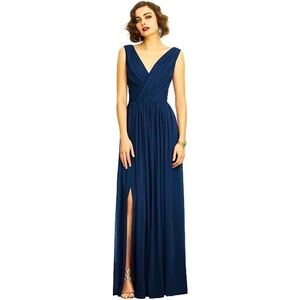 DESSY COLLECTION Shirred Chiffon Gown